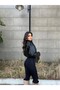 Pb Women's Black Faux Leather Jacket with Stand Collar Apolete - 4