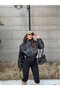 Pb Women's Black Faux Leather Jacket with Stand Collar Apolete - 2