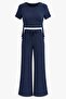 Waffle Fabric Side Adjustable Blouse and Pants Set - 5