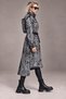 Silver Washed Design Black Denim Trench Coat with Backpack