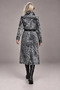 Silver Washed Design Black Denim Trench Coat with Backpack - 3