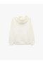 Three Threaded Embroidered Cat Embroidery Long Sleeve Hooded Sweatshirt with Kangaroo Pockets - 5