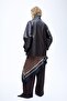 Women's Zr Long Oversize Zippered Pocketed Light Brown Leather Jacket - 5