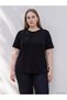 Two Mt Shop Quality Lcw Curve Black Interlock Plain Standard & Regular Short Sleeve Women's T-Shirt