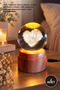 2 Pieces of Rotating Lighted Glass Globes – Heart Design Night Light, Wood Look Stand, USB Connection, Decorative Desktop Night Light