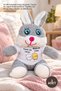 3 Pieces Plush Rabbit - 25 cm Soft Plush Toy, with "My Love, My Love, My Honey, My Honey" T-Shirt, Gray White, Plush Rabbit Stuffed Bunny