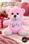 3 Pieces of Love T-Shirt Pink Plush Teddy Bear – White T-Shirt with Love Print, Gift Plush Toy, 25 Cm, Teddy Bear, Soft Plush