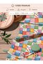 100% Cotton Satin Patchwork Fabric – 300X155 cm – Floral and Plaid Pattern, in Blue, Pink, Green and Yellow Shades