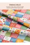 100% Cotton Satin Patchwork Fabric – 300X155 cm – Floral and Plaid Pattern, in Blue, Pink, Green and Yellow Shades - 8