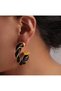Xuping Black Gold Color Twisted Leather Hoop Earrings - Modern Non-Tarnish Anti-Allergic Fade-Resistant Stylish Gift New Season Trend Women's Earrings - 3