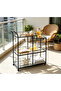 3-Tier Rolling Bar Cart, Modern Metal & Glass Serving Cart with Wheels, Multi-Level Storage Organizer Trolley with Handle, Black - 8