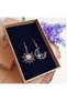 Xuping Silver Sun Moon Antique Bilateral Asymmetric Dangle Earrings - Vintage Non-Tarnish Anti-Allergy Fade-Resistant Stylish Gift Women's Earrings - 4