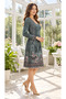 Women's Long Sleeve Wide U Neck Floral Patterned Midi Single Jersey Dress - 6