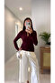 Dlvin Yusre Burgundy Buttoned Long Sleeve Blouse - 3
