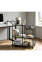 3-Tier Rolling Bar Cart, Modern Metal & Glass Serving Cart with Wheels, Multi-Level Storage Organizer Trolley with Handle, Black - 7