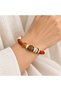 Brown Orange Beaded Gold Detailed Ethnic Design Stylish Women's Bracelet