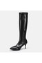 Large Size Women's Stretch Boots 42-43-44-Black Genuine Leather - 5