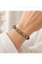 Brown Beaded Gold Detailed Stylish Bracelet with Blue and Green Spacers