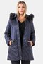 60066Ts Dark Blue Fur Detailled Demonte Hooded Quilted Coat