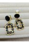 Xuping Black Stone Gold Frame Dangle Earrings - Vintage Anti-Tarnish Anti-Allergic Fade-Resistant Stylish Gift New Season Women's Earrings - 2