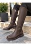 Women's London Brown Diving Fabric Knee-High Boots - 3