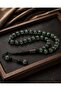 Green Drop-In-Drop Globe Model Fishhook Stone Rosary - 2