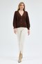Selanik Knitted Degaje Collar Comfortable Fit Buttoned Style Women's Knitwear Thick Cardigan - 2