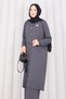 Butterfly Brooch Buttoned Knitwear Suit Gray - 5