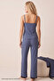 Navy Blue 3-Piece Soft Touch Thin Knitted Dressing Gown Set - 4