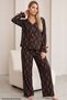 Black and Brown Patterned Wrinkled Ribbon Detailed Buttoned Cardigan Pajama Set 26223921-13 - 2