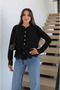 Black Lace Cardigan with Waist Rope Belt - 70027