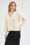 Selanik Knitted Degaje Collar Comfortable Fit Buttoned Style Women's Knitwear Thick Cardigan - 3
