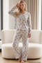 Green Teddy Bear Patterned Crinkle Ribbon Detailed Buttoned Cardigan Pajama Set 26223921-12 - 2