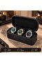 3-Compartment Zippered Watch and Jewelry Box Pull up Faux Leather - 5