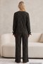 Black Green Patterned Wrinkled Ribbon Detailed Buttoned Cardigan Pajama Set 26223921-10 - 3
