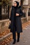 Removable Hooded Allerli Plush Bondit Coat Black Hnt2804 - 2