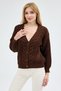 Selanik Knitted Degaje Collar Comfortable Fit Buttoned Style Women's Knitwear Thick Cardigan - 6