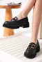 Women's Black Leather 6cm Heeled Loafer Tr17Ms01C - 4