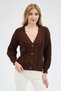 Selanik Knitted Degaje Collar Comfortable Fit Buttoned Style Women's Knitwear Thick Cardigan - 3