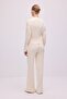 Button-Detail Cardigan Pants Suit - 6