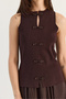 Women's Bitter Brown Ornamental Buttoned Knitwear Peplum Top Blouse 2854 60286537 - 5