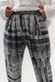 Distortion Abstract Patterned Pleated Shalwar with Elastic Waist and Cuffs - 6