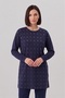 Women's Plus Size Crew Neck Off Shoulder Baguette Stone Long Sleeve Mom Skuba Tunic