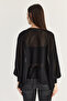 Women's Black Buttoned Oversize Mercerized Knitwear Cape Blouse 2869 60286538 - 8