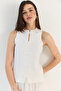 Women's Ecru Ornamental Buttoned Knitwear Peplum Top Blouse 2854 60286537 - 4