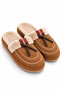 Women's Fur Embroidery Detailed Bowknot Thick Sole Winter House Slippers
