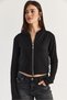 Women's Black Finger-Looped Hooded Zippered Modal Cardigan 6202 60286521 - 3