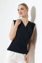 Women's Double-Breasted Draped Modal Navy Blue Blouse - 5