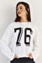 Women's White Print Detailed Long Sleeve Oversize Modal Blouse 12511 60286532