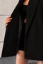 Women's Black Fur Detailed Sleeves Belted Shawl Collar Lined Cashmere Short Coat - 3